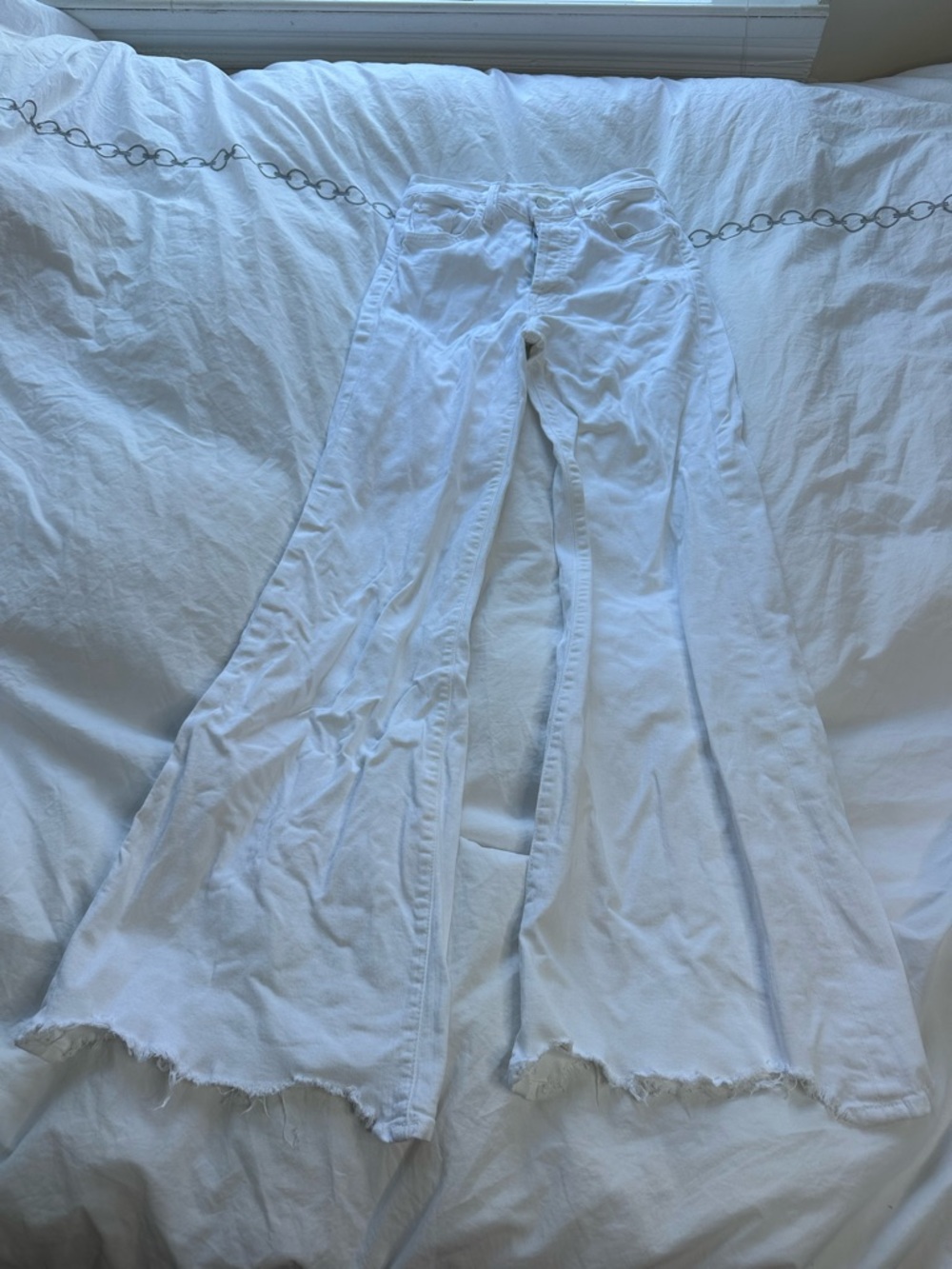 MOTHER White High-Rise Bell Bottom Jeans